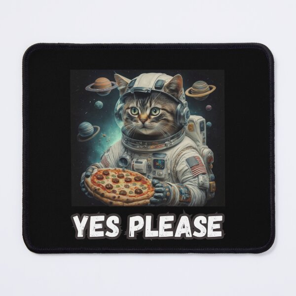 Item preview, funny cat with pizza in space, yes please designed and sold by Mayaart83.