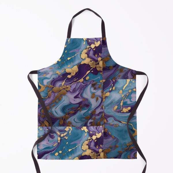 Item preview, Blue Violet Golden Marble abstract fluid Paint Pattern designed and sold by Scarlet Swan.