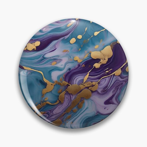 Item preview, Blue Violet Golden Marble abstract fluid Paint Pattern designed and sold by Scarlet Swan.