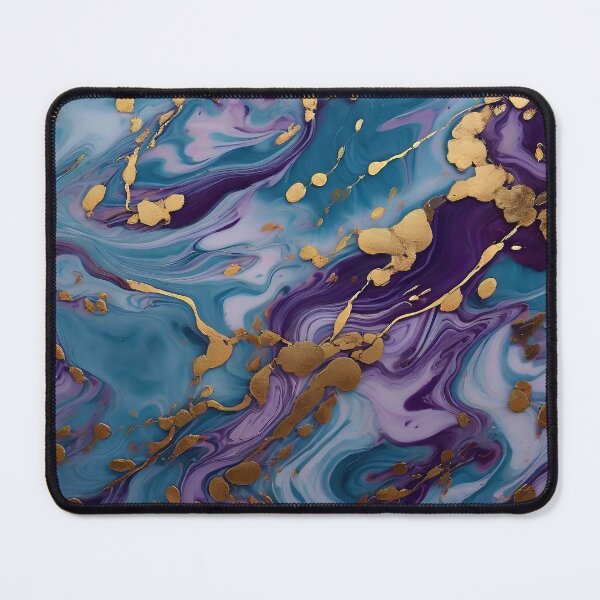 Item preview, Blue Violet Golden Marble abstract fluid Paint Pattern designed and sold by Scarlet Swan.