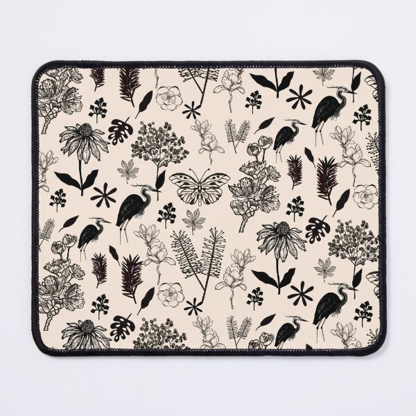 Item preview, Black on ivory heron bird in nature pattern. designed and sold by Meteryards.