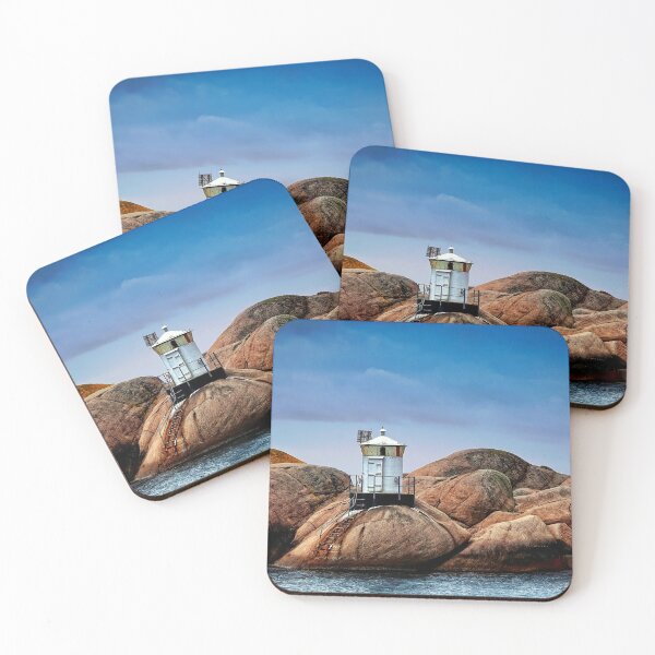 Item preview, Little lighthouse on the rocks Lysekil Sweden designed and sold by RosRidleyPhoto.