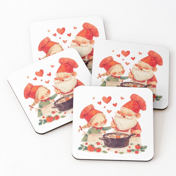 Item preview, Magical Moments: Whimsical Valentine Gnome Couple Cooking designed and sold by Pawimon.