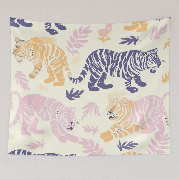 Item preview, Tiled Pastel Tiger Pattern designed and sold by dcrc.