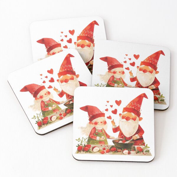 Item preview, Cupid Cuties: Romantic Valentine Gnome Couple Cooking designed and sold by Pawimon.