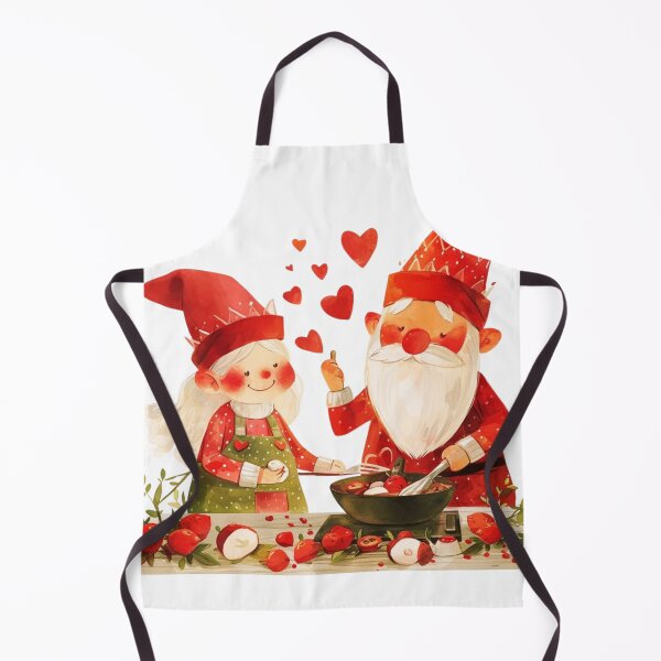 Item preview, Cupid Cuties: Romantic Valentine Gnome Couple Cooking designed and sold by Pawimon.