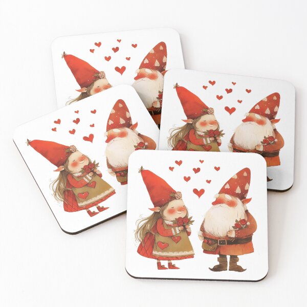 Item preview, Adorable Valentine's Gnome Couple romantic gnome pair designed and sold by Pawimon.