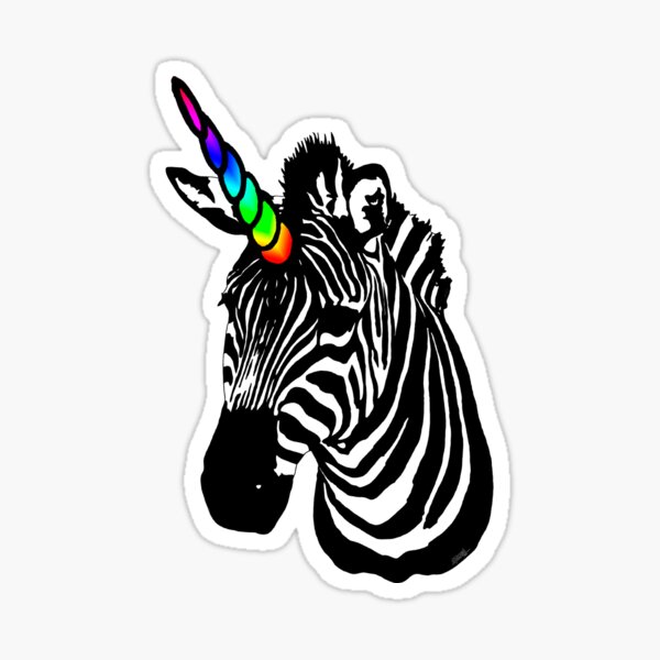 cebra unicornio arcoiris Pegatina