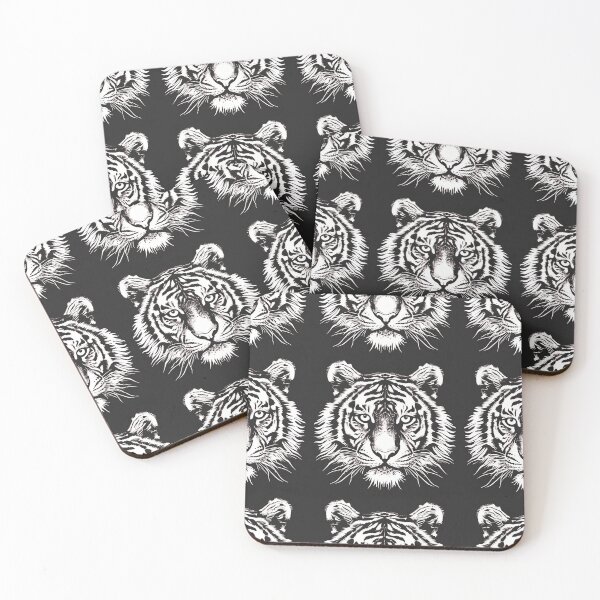 Item preview, Tiled Black and White Tiger Pattern designed and sold by dcrc.