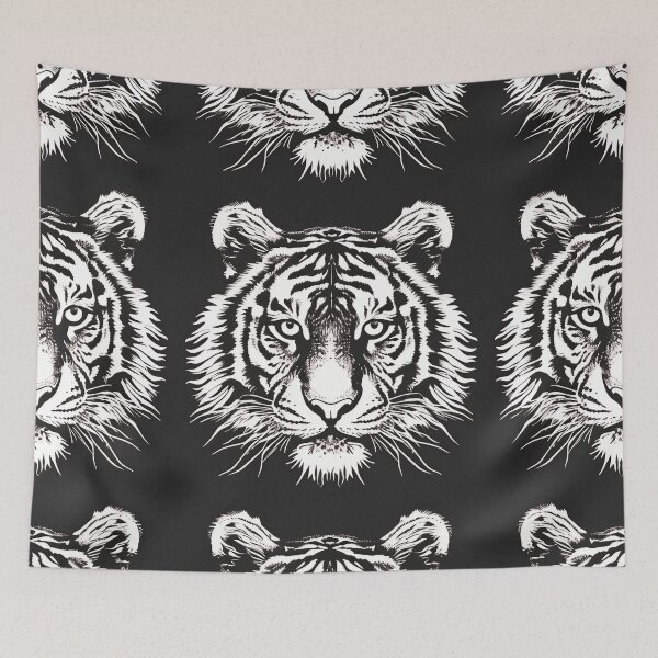 Item preview, Tiled Black and White Tiger Pattern designed and sold by dcrc.