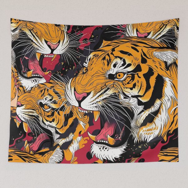 Item preview, Tiled Snarling Tiger Pattern designed and sold by dcrc.