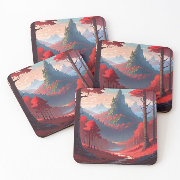 Item preview, A view of the red forest and the green mountains designed and sold by relaxbito.
