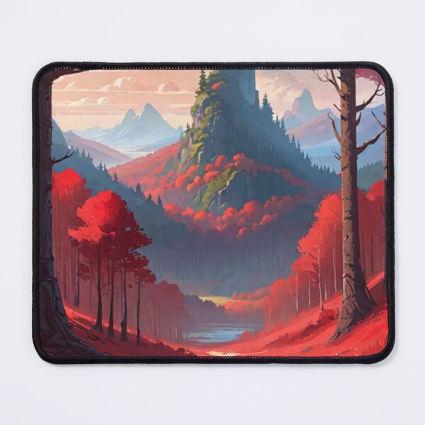 Item preview, A view of the red forest and the green mountains designed and sold by relaxbito.