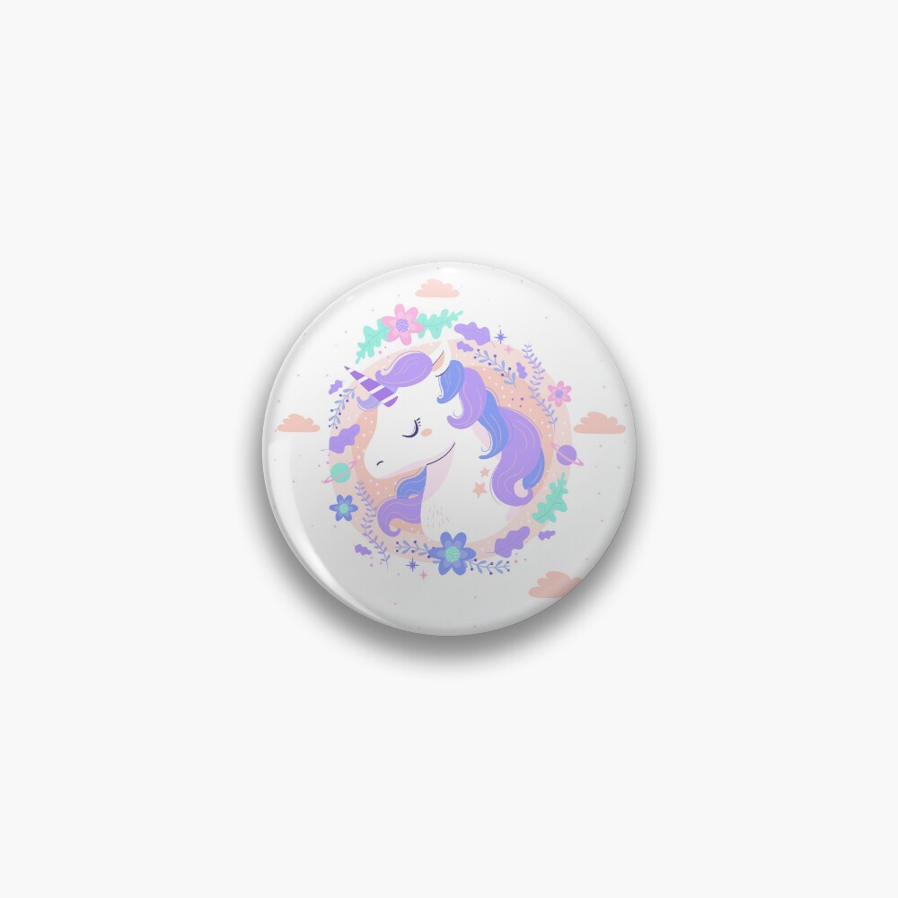 Peaceful Unicorn Pin - unicorn fantasy design by HackerLooks