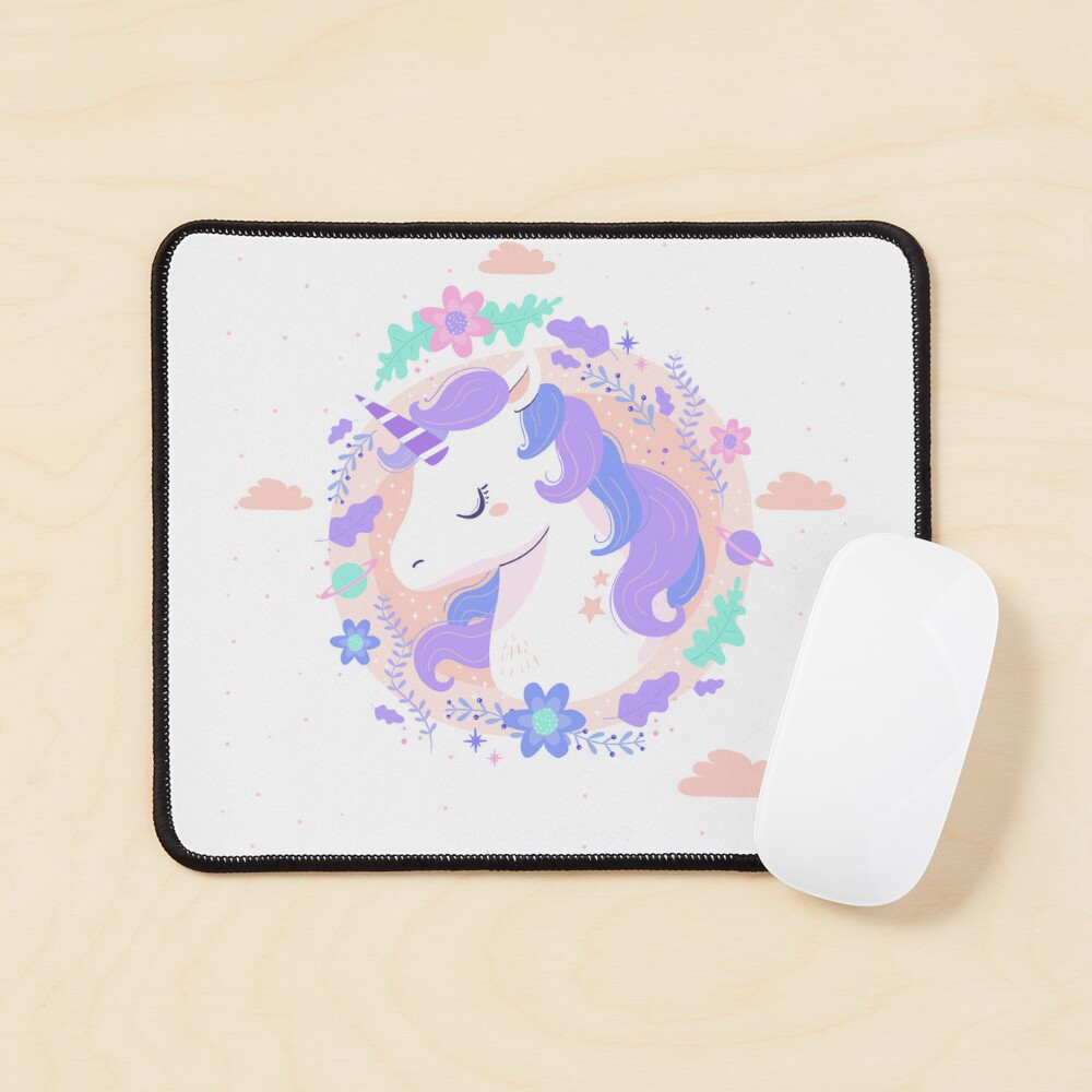 Peaceful Unicorn Mouse Pad - unicorn fantasy design by HackerLooks