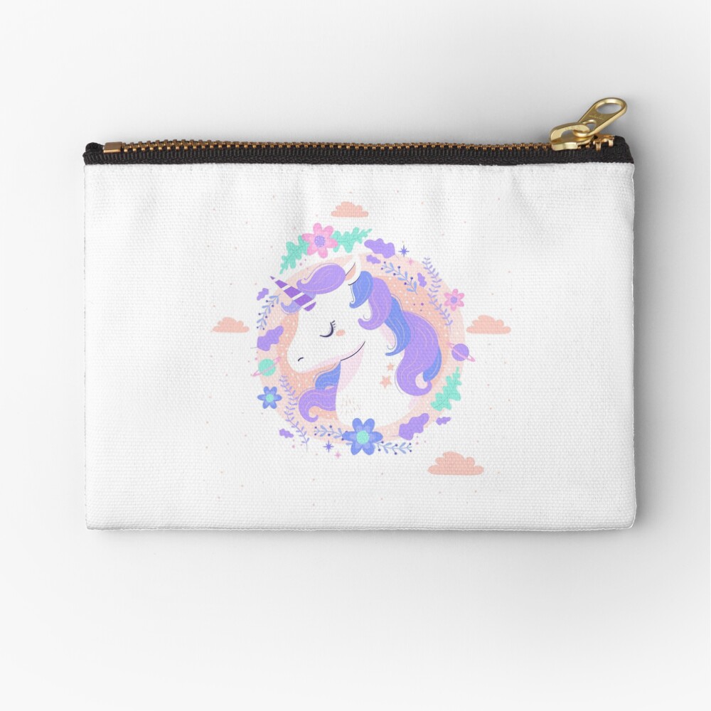 Peaceful Unicorn Zipper Pouch - unicorn fantasy design by HackerLooks