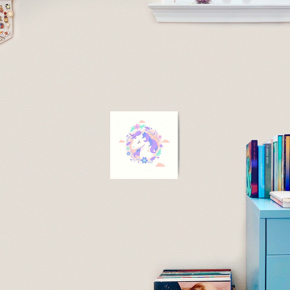 Peaceful Unicorn Art Print - unicorn fantasy design by HackerLooks