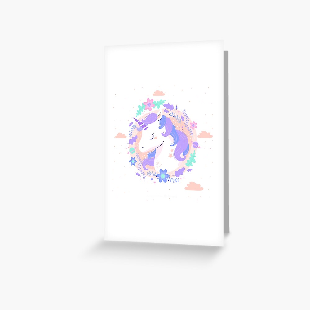 Peaceful Unicorn Greeting Card - unicorn fantasy design by HackerLooks