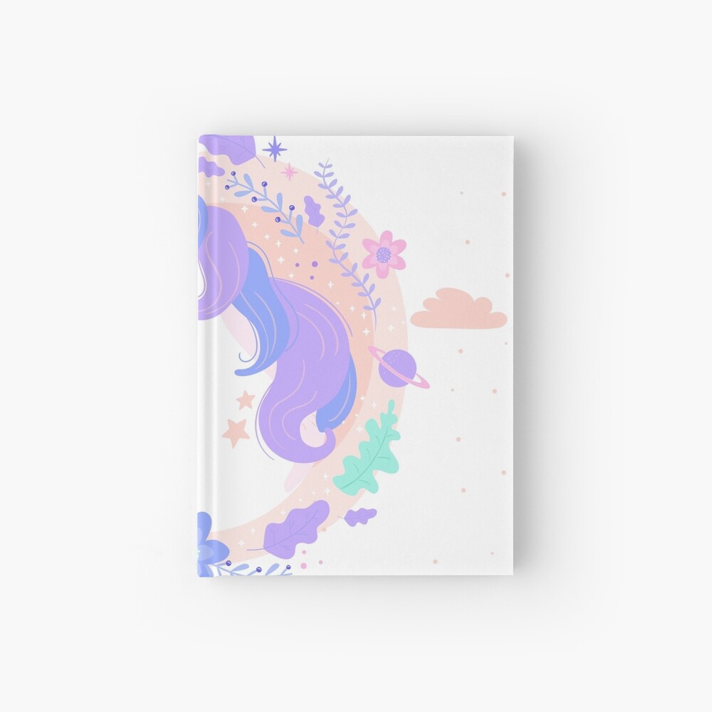 Peaceful Unicorn Hardcover Journal - unicorn fantasy design by HackerLooks