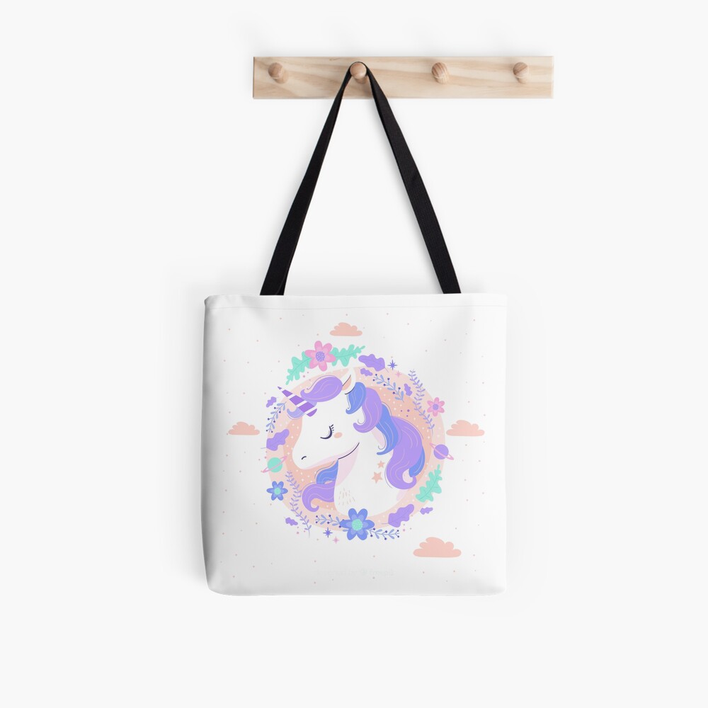 Peaceful Unicorn All Over Print Tote Bag - unicorn fantasy design by HackerLooks