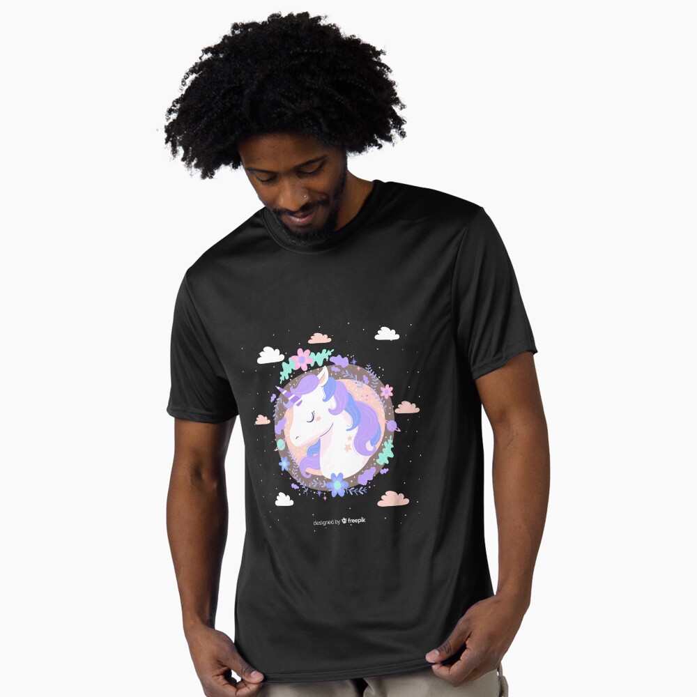 Peaceful Unicorn Active T-Shirt - unicorn fantasy design by HackerLooks