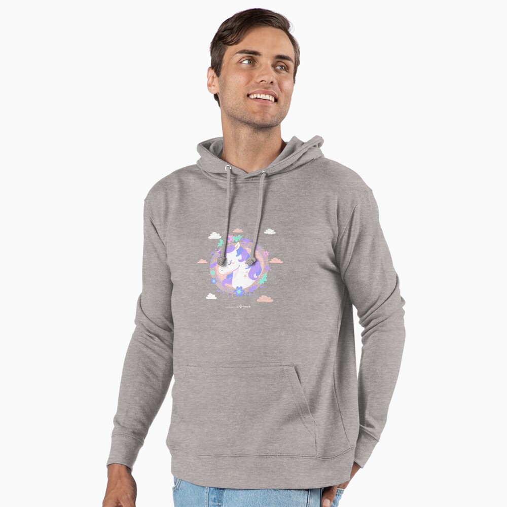 Peaceful Unicorn Lightweight Hoodie - unicorn fantasy design by HackerLooks