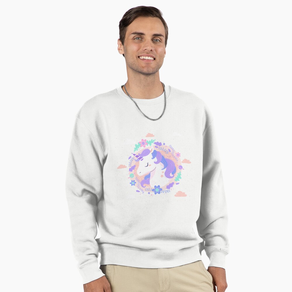 Peaceful Unicorn Pullover Sweatshirt - unicorn fantasy design by HackerLooks