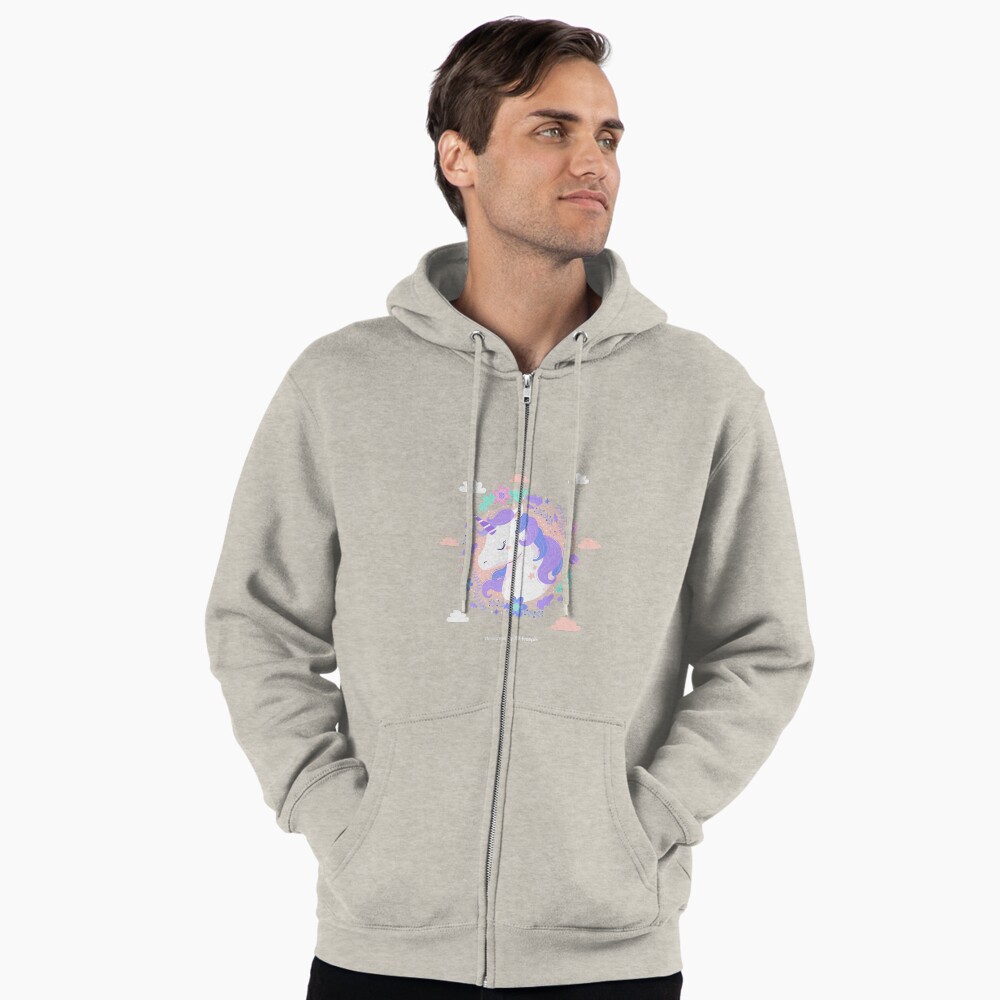 Peaceful Unicorn Zipped Hoodie - unicorn fantasy design by HackerLooks