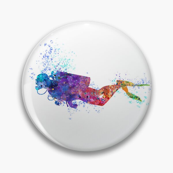 Item preview, Scuba Diver Watercolor Painting designed and sold by LotusGifts.