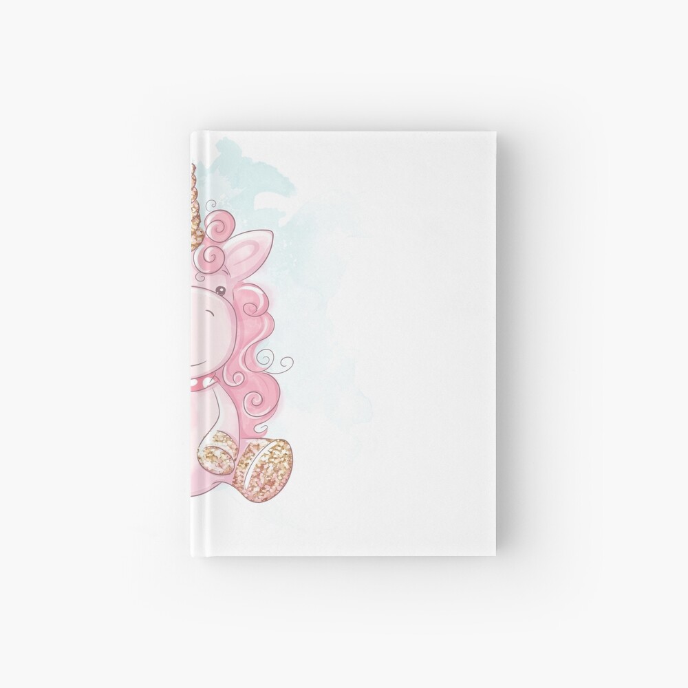 Cute Unicorn Hardcover Journal - unicorn fantasy design by HackerLooks