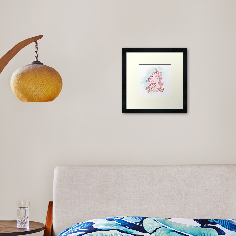 Cute Unicorn Framed Art Print - unicorn fantasy design by HackerLooks