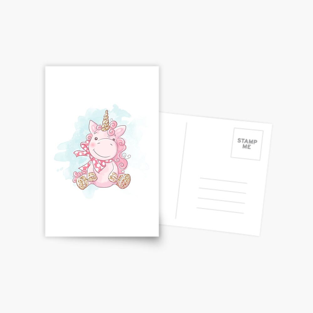 Cute Unicorn Postcard - unicorn fantasy design by HackerLooks