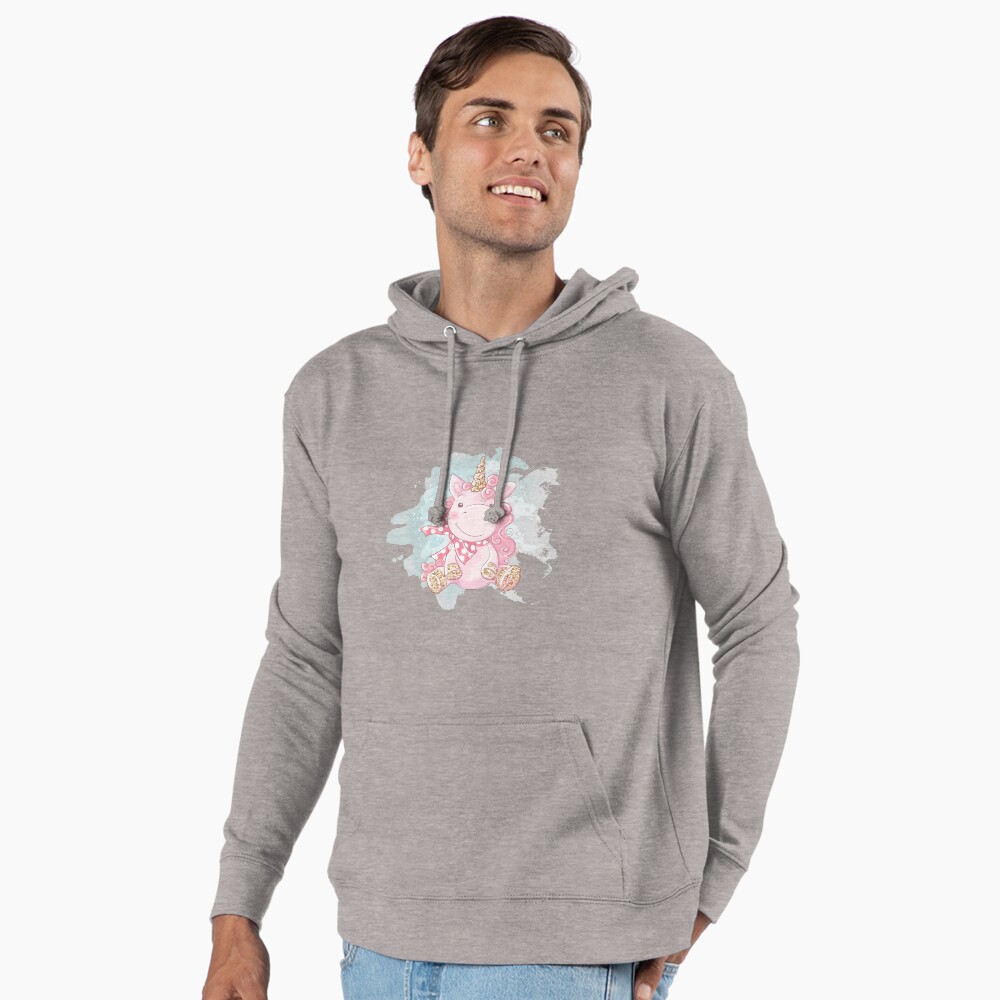 Cute Unicorn Lightweight Hoodie - unicorn fantasy design by HackerLooks