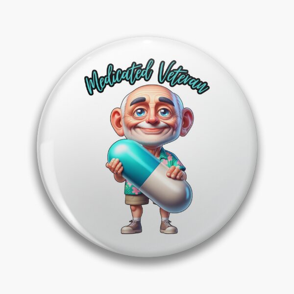 Item preview, Medicated Veteran Old Military Serviceman Holding Giant Pill designed and sold by kylmllr101684.