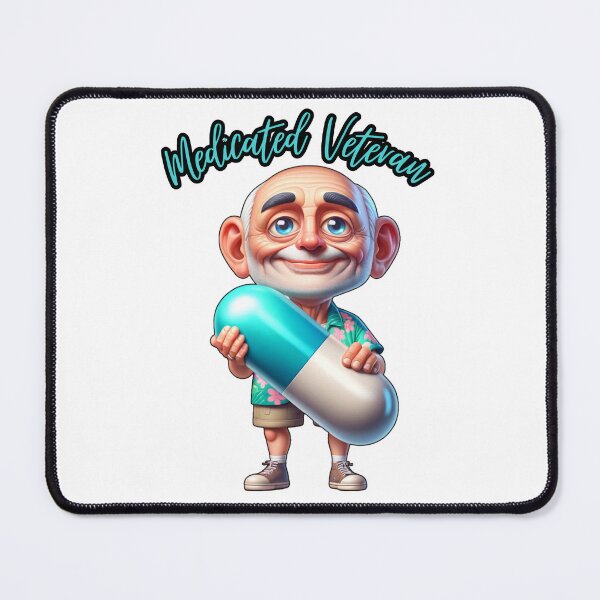 Item preview, Medicated Veteran Old Military Serviceman Holding Giant Pill designed and sold by kylmllr101684.