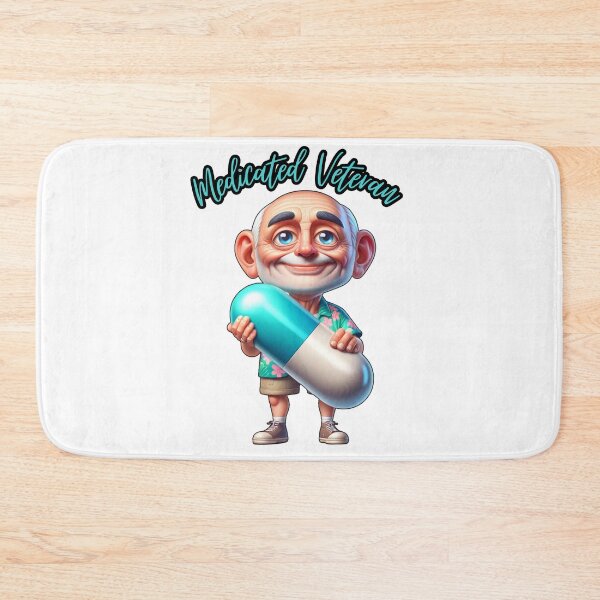 Item preview, Medicated Veteran Old Military Serviceman Holding Giant Pill designed and sold by kylmllr101684.