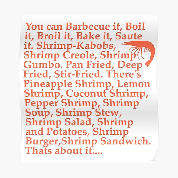 Forrest Gump Citation de crevettes Poster