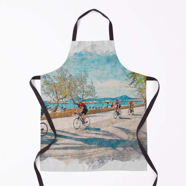 Item preview, Puerto Pollensa Mallorca Cyclists Watercolour Effect designed and sold by GG WALL ART.