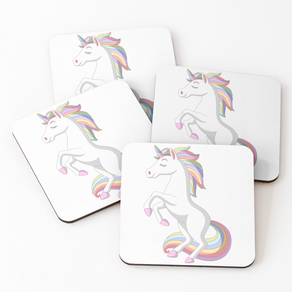 Standing Unicorn Coasters (Set of 4) - unicorn fantasy design by HackerLooks