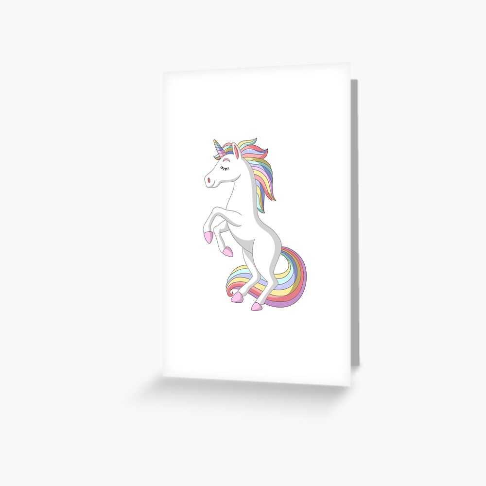 Standing Unicorn Greeting Card - unicorn fantasy design by HackerLooks