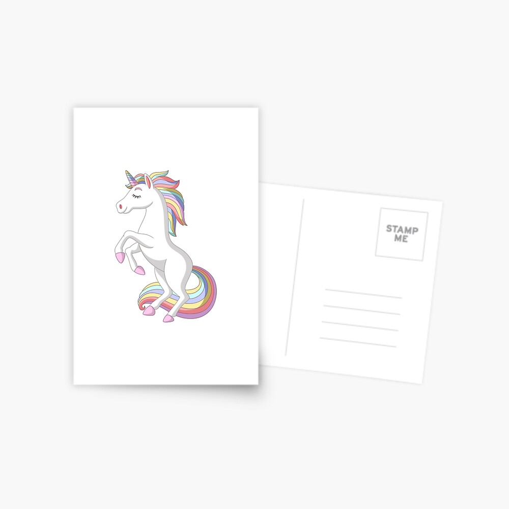 Standing Unicorn Postcard - unicorn fantasy design by HackerLooks