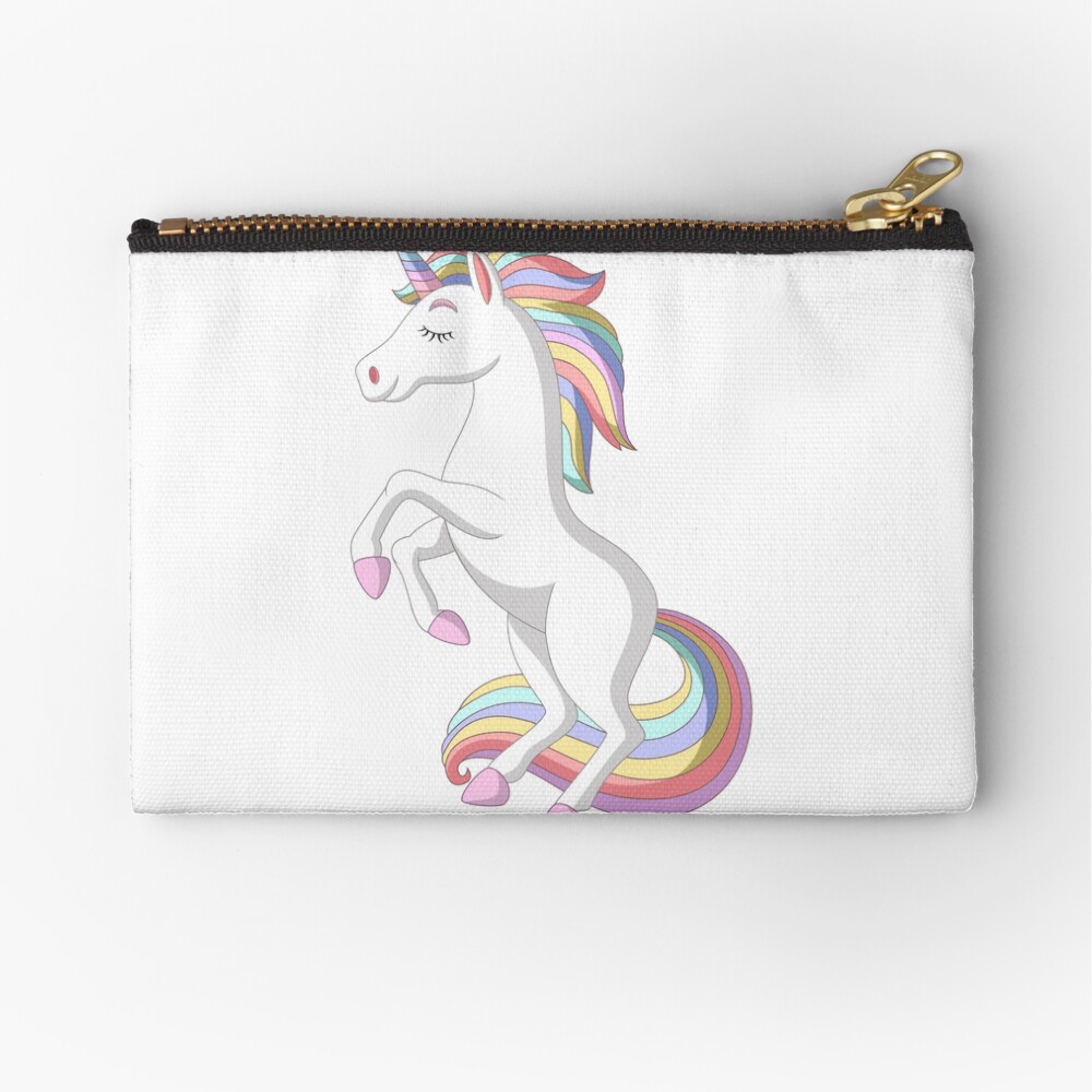 Standing Unicorn Zipper Pouch - unicorn fantasy design by HackerLooks