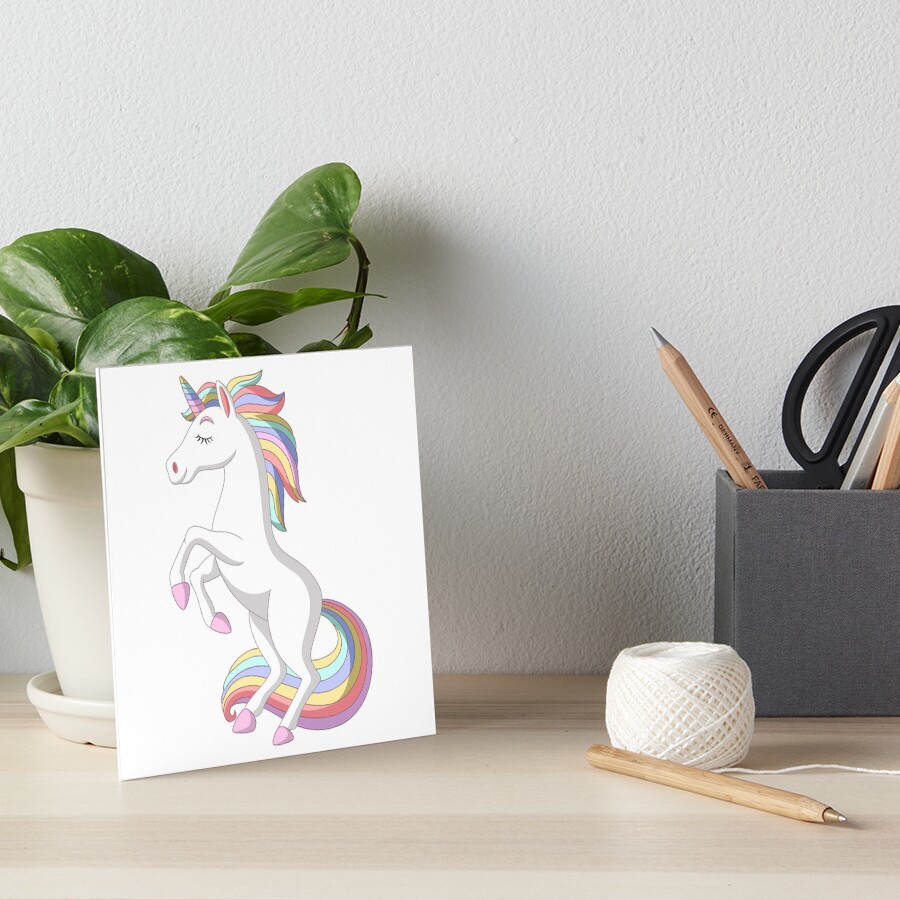 Standing Unicorn Art Board Print - unicorn fantasy design by HackerLooks