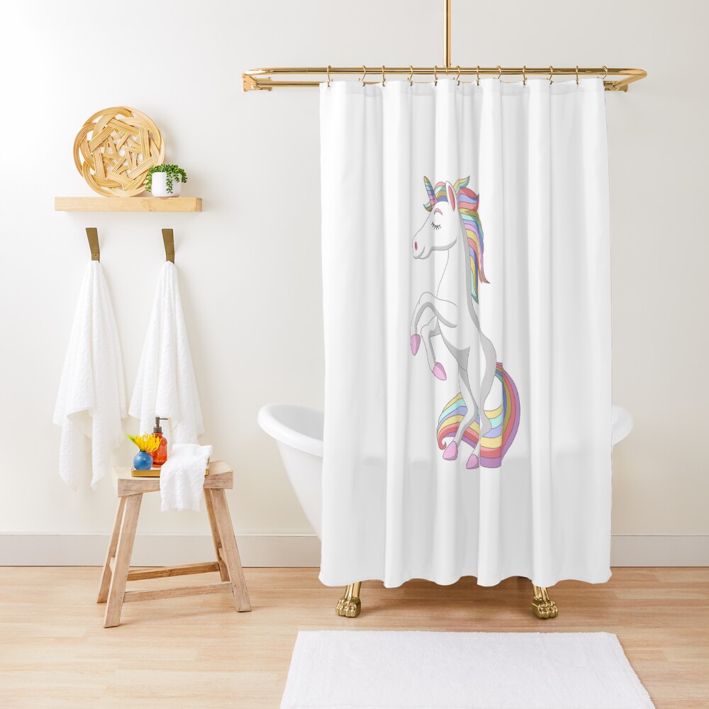Standing Unicorn Shower Curtain - unicorn fantasy design by HackerLooks