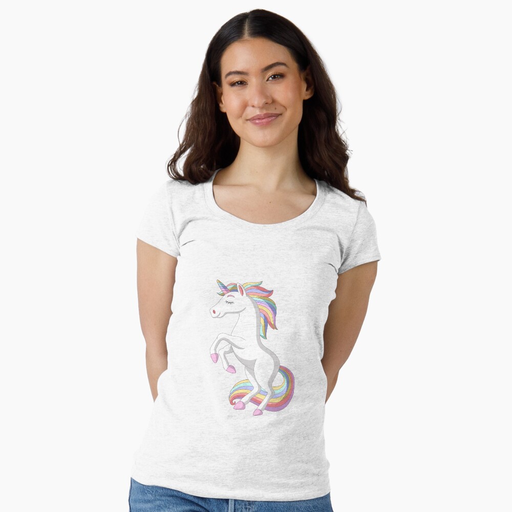Standing Unicorn Fitted Scoop T-Shirt - unicorn fantasy design by HackerLooks