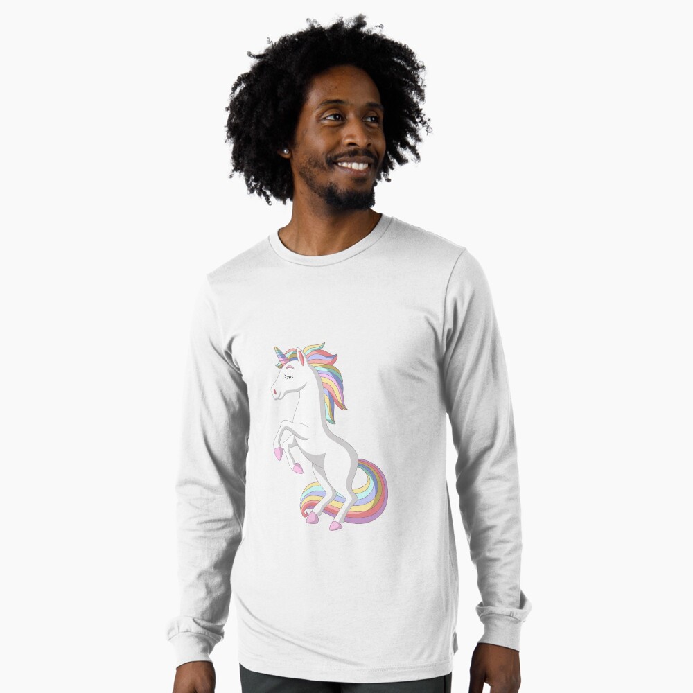 Standing Unicorn Long Sleeve T-Shirt - unicorn fantasy design by HackerLooks