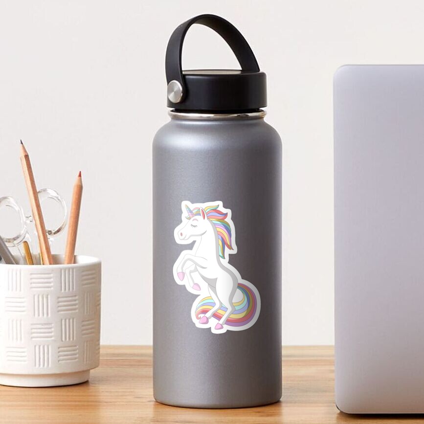 Standing Unicorn Glossy Sticker - unicorn fantasy design by HackerLooks