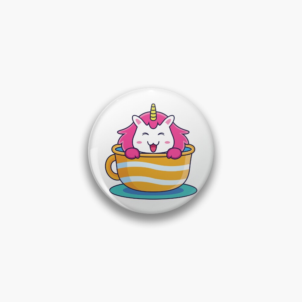 Unicorn in a Cup Pin - unicorn fantasy design by HackerLooks