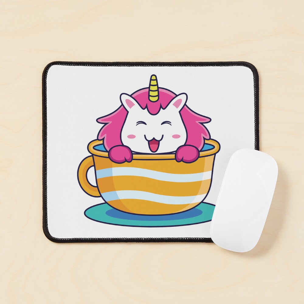 Unicorn in a Cup Mouse Pad - unicorn fantasy design by HackerLooks