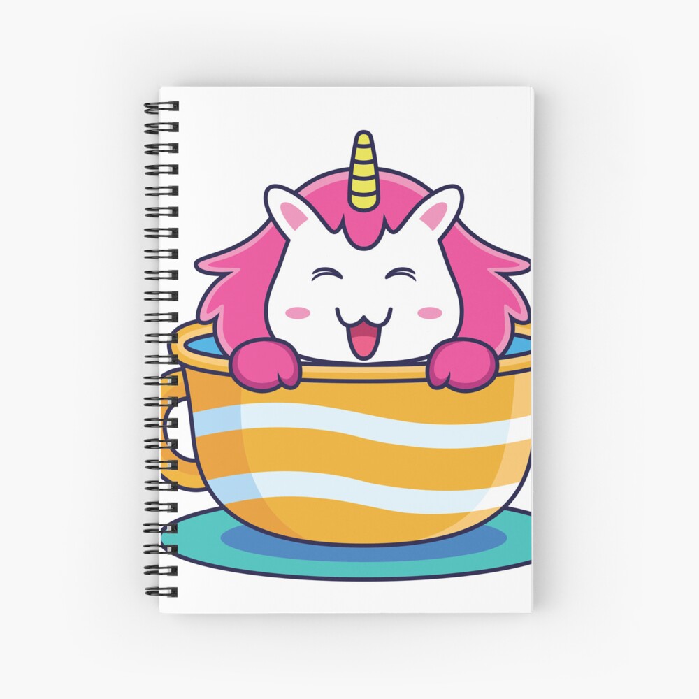 Unicorn in a Cup Spiral Notebook - unicorn fantasy design by HackerLooks